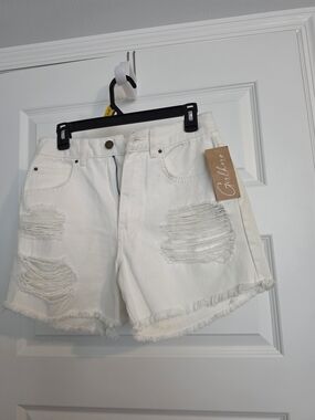 Billabong White Distressed Frayed Hem Denim Shorts